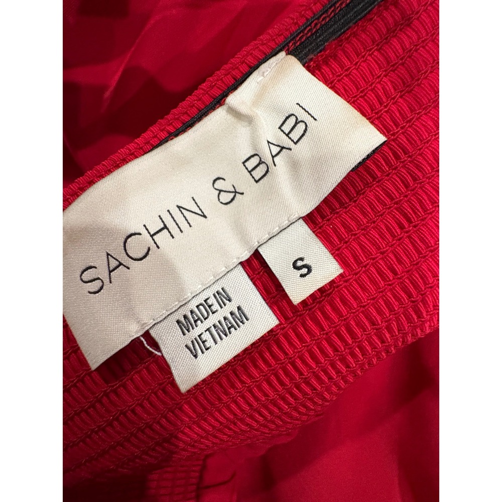 Sachin & Babi Sloane Taffeta Double-Bow Pleated Mini Dress Red Size 2 - Picture 5 of 8